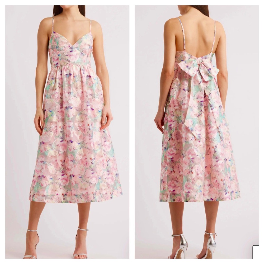 NEW Lulus Alice Bow Back Sleeveless Midi Dress Size XL wedding guest prom ball